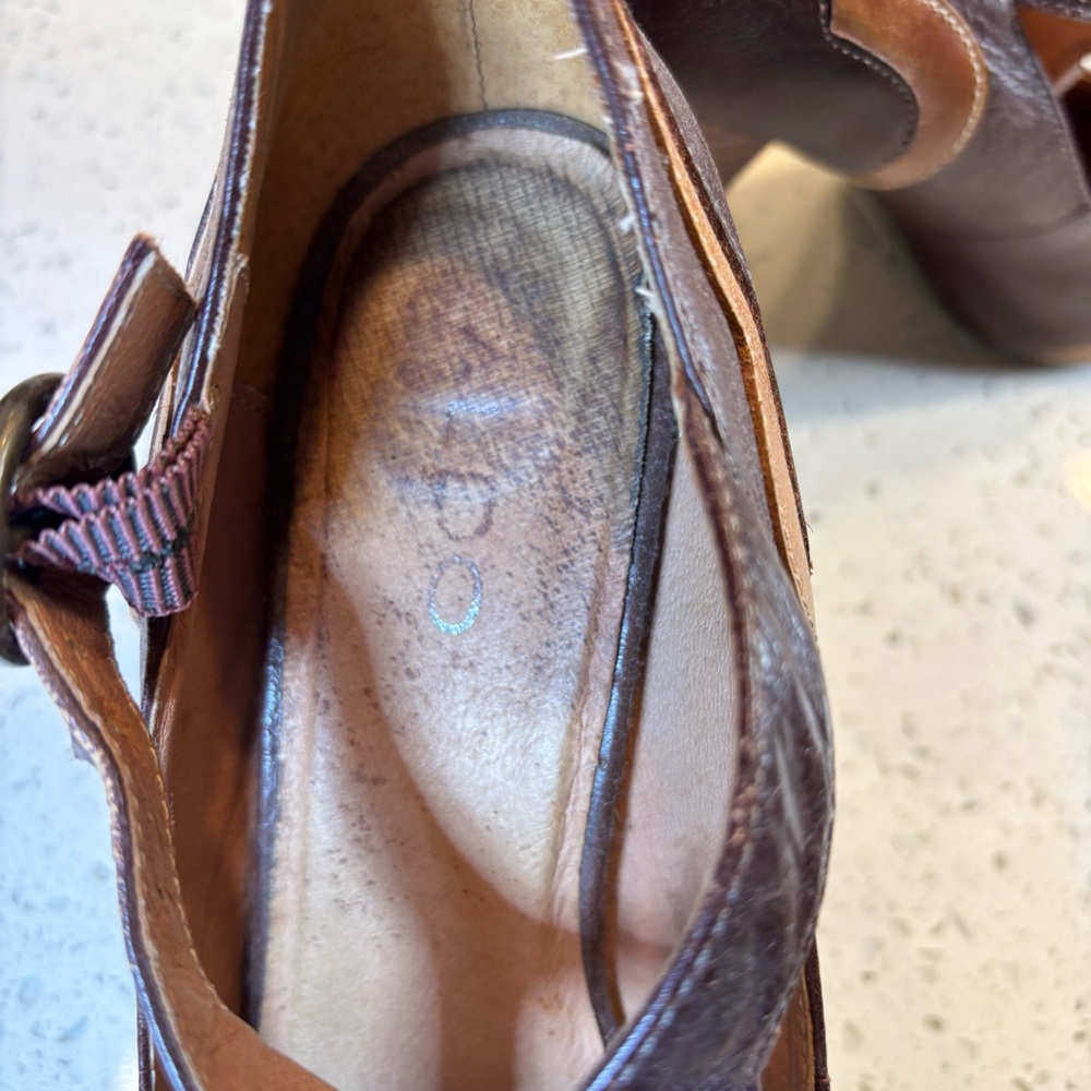Aldo Two-Tone Brown Heels with Buckle - Picture 6 of 7